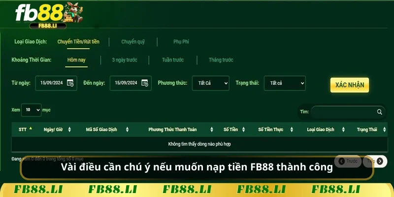 Vài điều cần chú ý nếu muốn nạp tiền FB88 thành công
